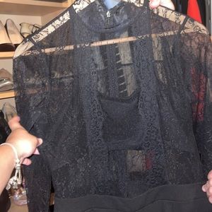 Black lace open jumpsuit, size 10, never worn.